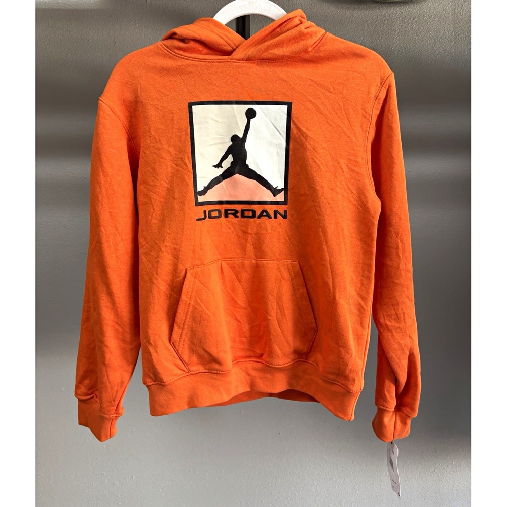 Jordan Jumpman Boys Orange Pullover Fleece Hoodie L 95F083-N4V